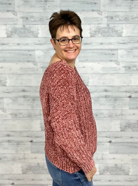 Chenille V-Neck Pullover Sweater
