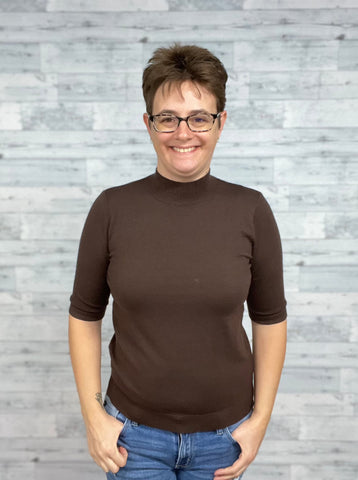 Shortsleeved Mock Neck Sweater