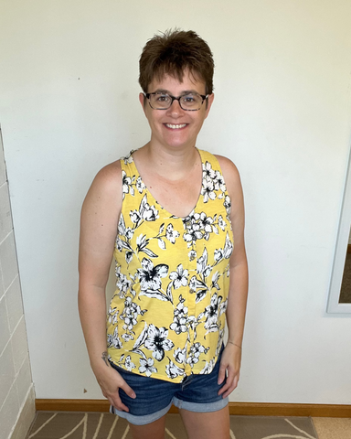 Mustard Tank w/Black & White Floral