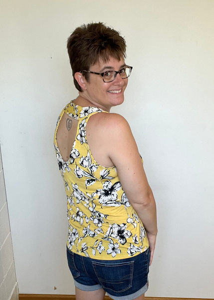 Mustard Tank w/Black & White Floral