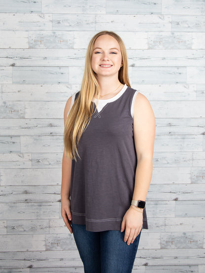 Navy Contrast Tank