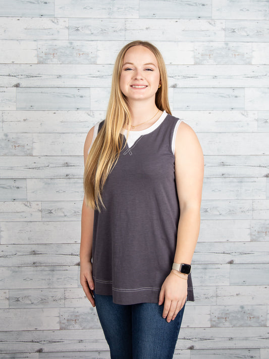 Navy Contrast Tank
