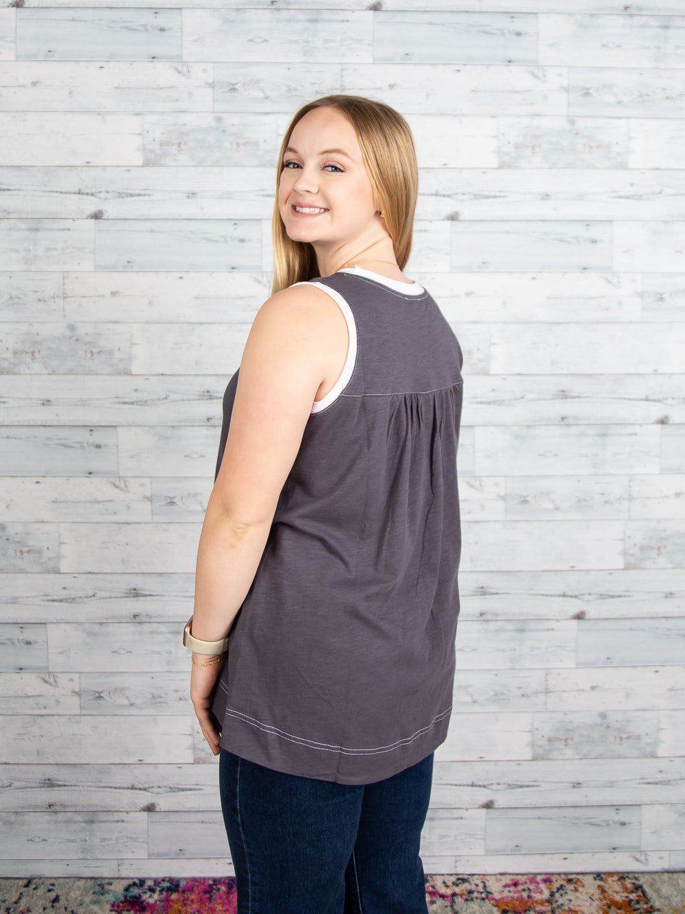 Navy Contrast Tank