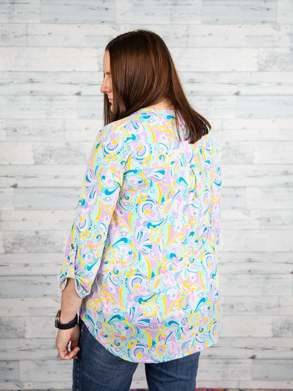 3/4 Sleeve Lizzy Top in Lavender