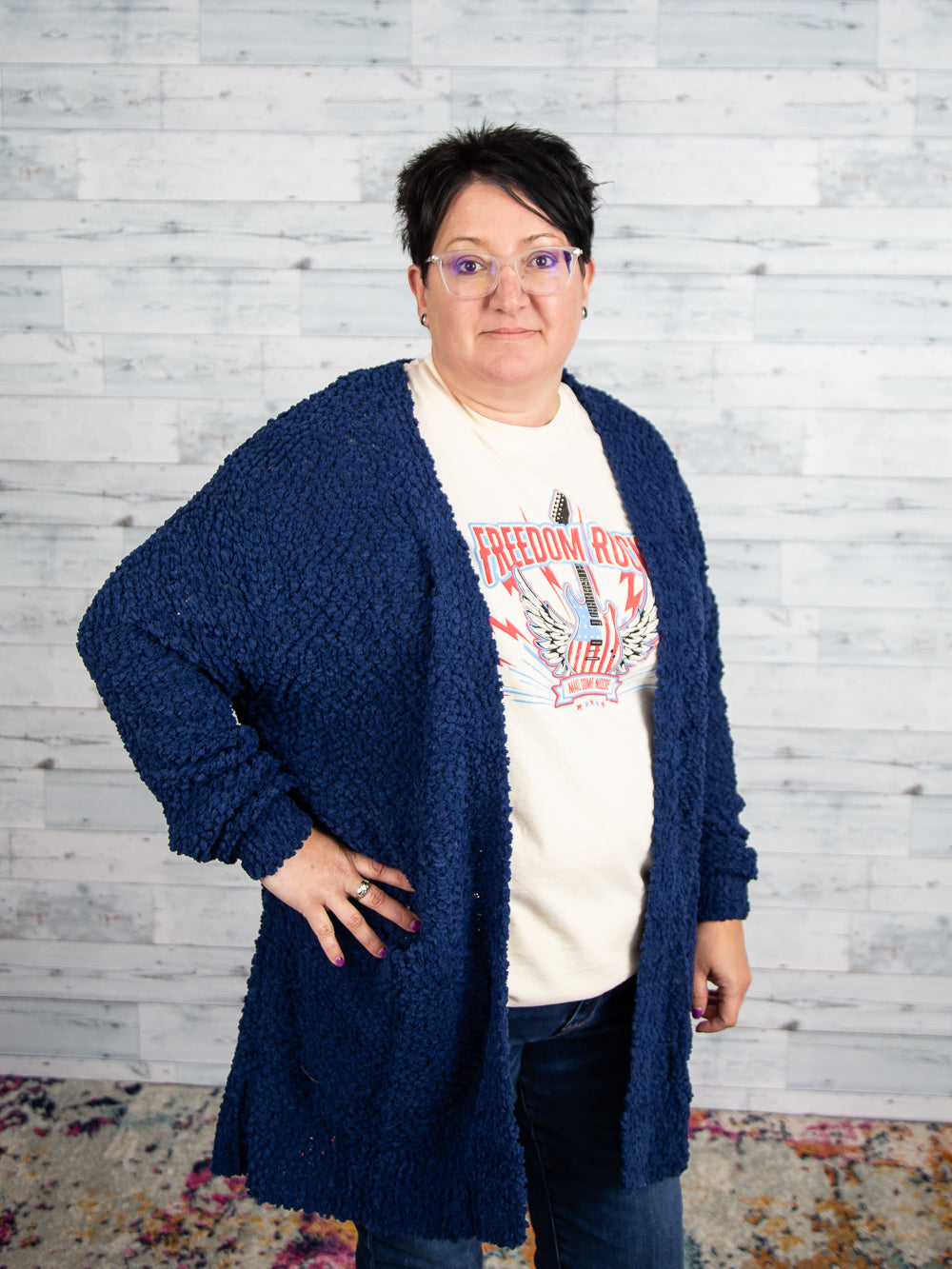 Navy Popcorn Cardigan