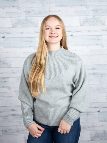 Blue-Gray Mock Neck Sweater