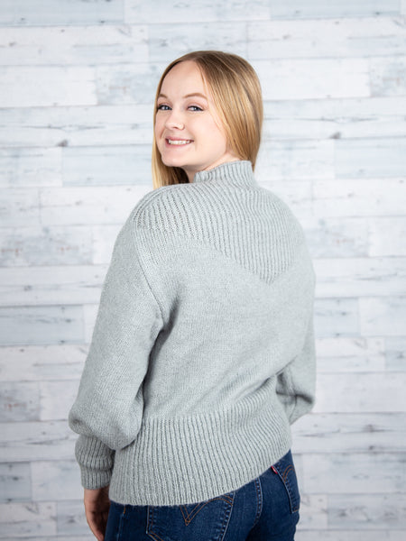 Blue-Gray Mock Neck Sweater