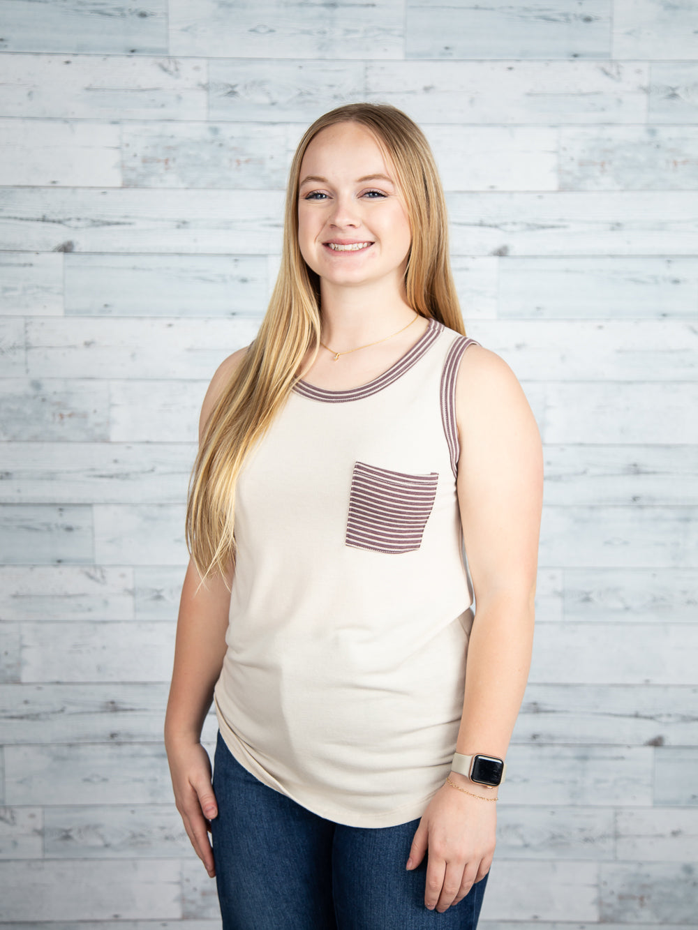 Oatmeal & Plum Pocket Tank