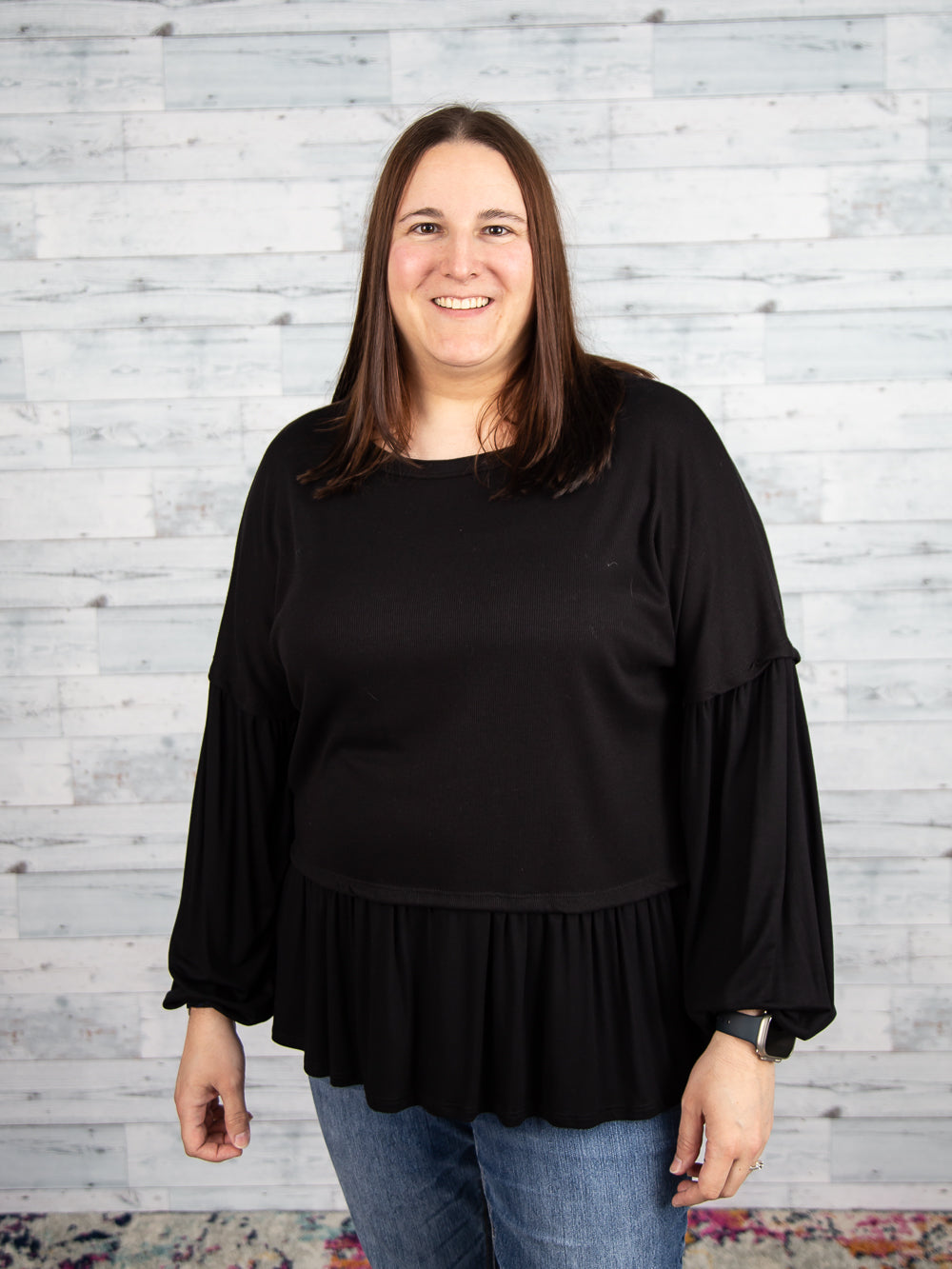 Black Ruffle Bottom Plus Top