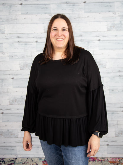Black Ruffle Bottom Plus Top
