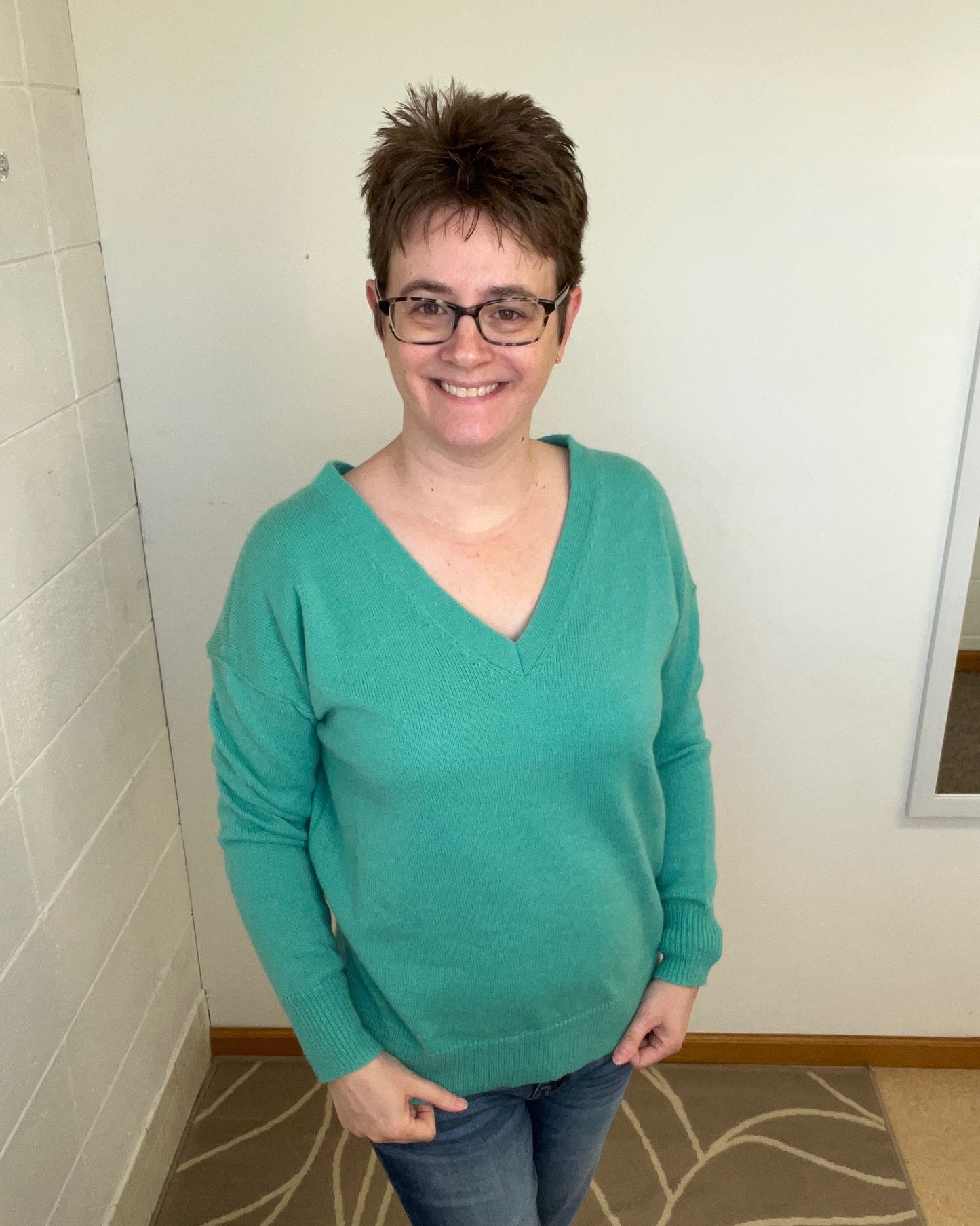 Green V-Neck Sweater