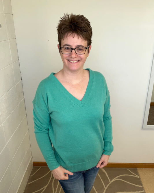 Green V-Neck Sweater