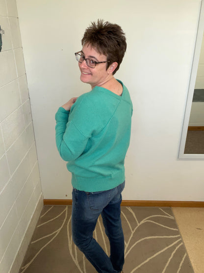 Green V-Neck Sweater