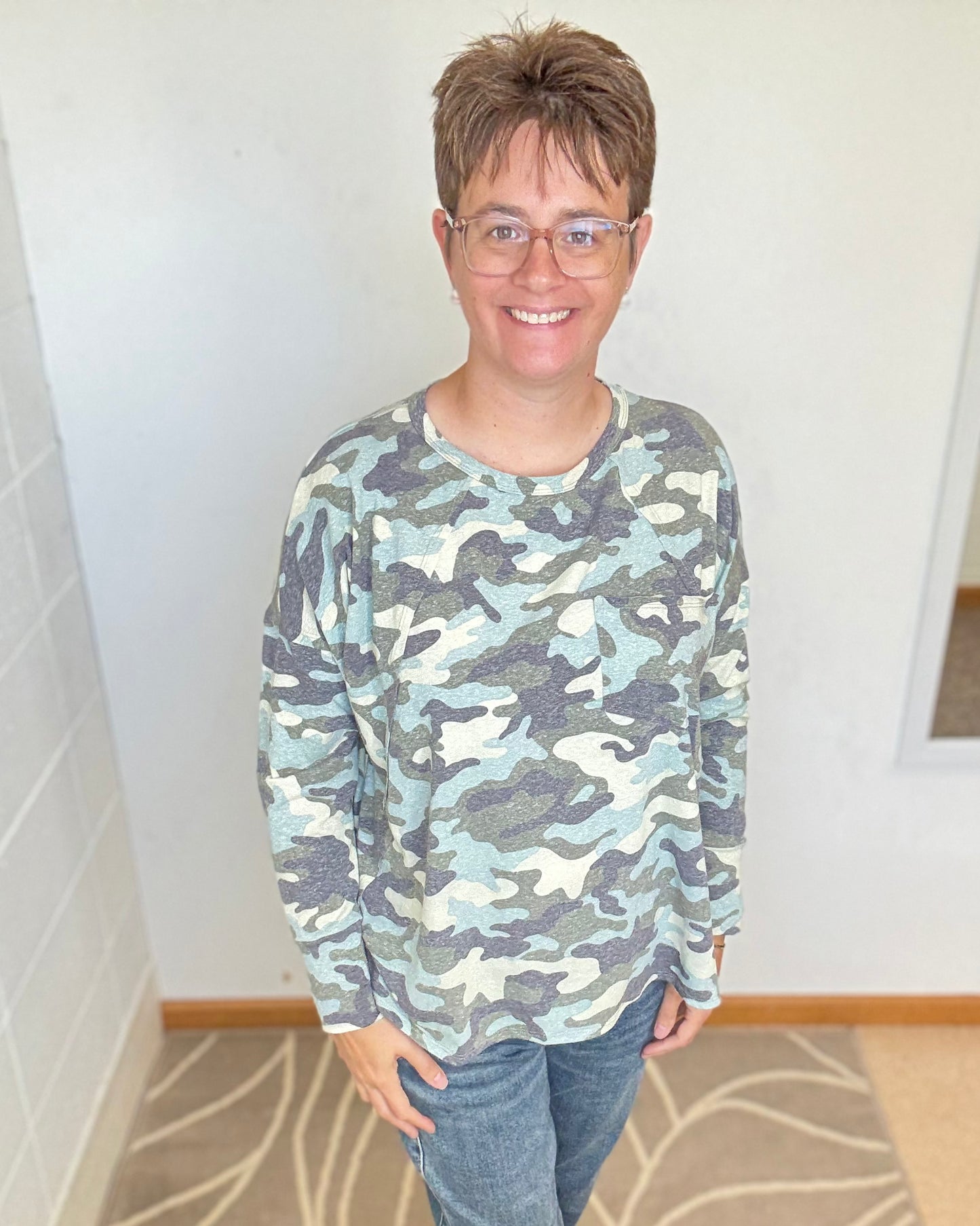 Camo Raw Edge Long Sleeve