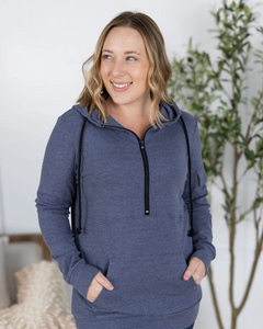 Heathered Navy Half Zip Hoodie