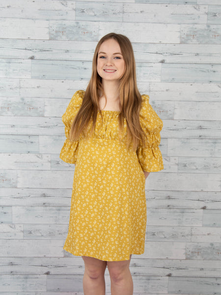 Yellow Floral Baby Doll Dress