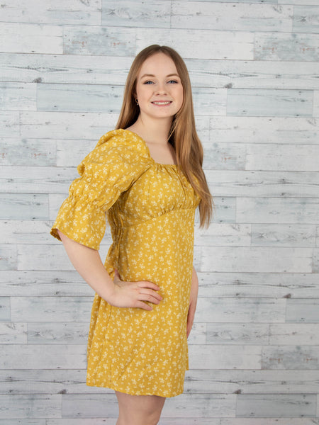 Yellow Floral Baby Doll Dress